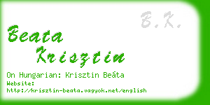 beata krisztin business card